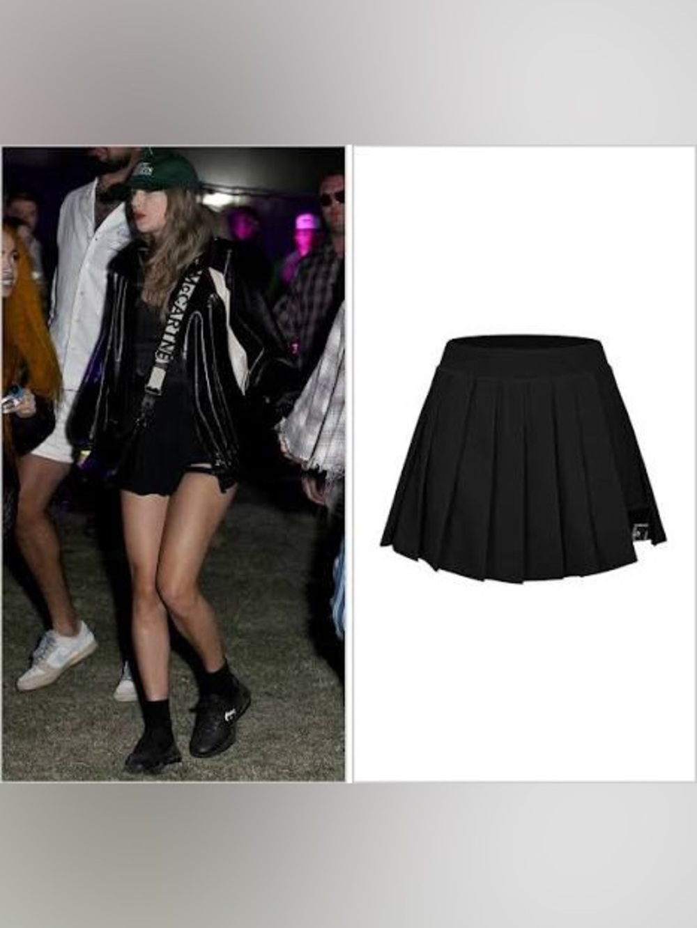 Halara Black Pleated Mini Skirt with Leg Strap  (as Worn By Taylor Swift)
